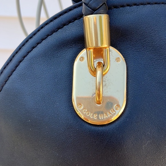Cole haan black leather tote with braided straps and gold hardware - Picture 2 of 11